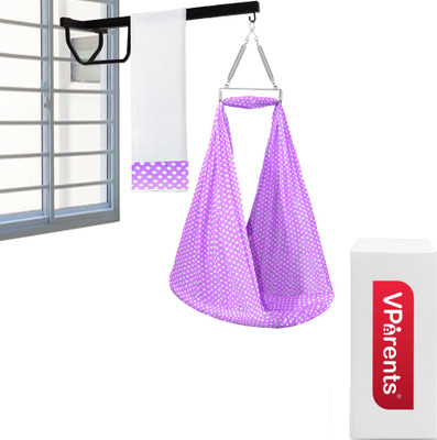 VParents Toddler Baby Swing Cradle with Mosquito Net Spring and metal window cradle hanger(Purple)