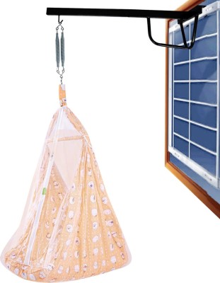 baybee Newborn Baby Boys and Girls Sleep Cotton Hanging Swing Cradle with Metal Hanger(Orange)