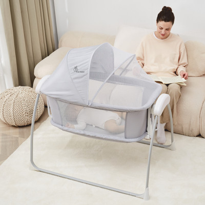 R for Rabbit Lullabies Smart Automatic Baby Cradle & Bassinet with Dual Power Options(Grey)