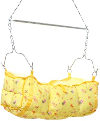 Wishing Clouds Foldable Cradle/Ghodiyu with Mosquito Net, Swing Bed for Babies Under 1.5 Years(Yellow)