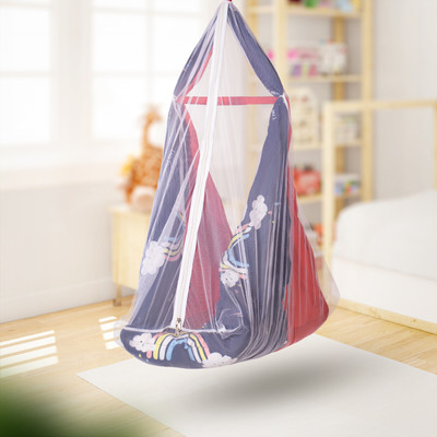 baybee Cotton Hanging Sleep Swing Cradle for Baby with Net and SpringSet Jhula Baby bed(Red)