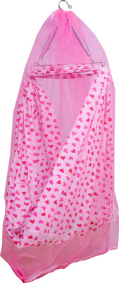 little chime New born baby Diana cradle cloth with triangle spring set and Mosquito Net(Pink)