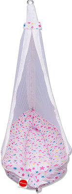 VParents Joy baby cradle with Attached bed and Mosquito net(Pink)