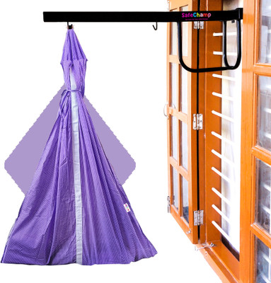 SafeChamp Small Dots Baby Cradle Cloth with Seperator And Metal Window Cradle Hanger(Purple)