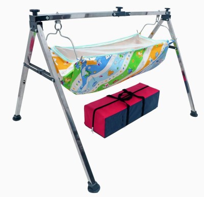 Motherhood Baby Cradle/Baby Bedding/Hanging Swing Cradle With Cotton Hammock(Black, Silver)