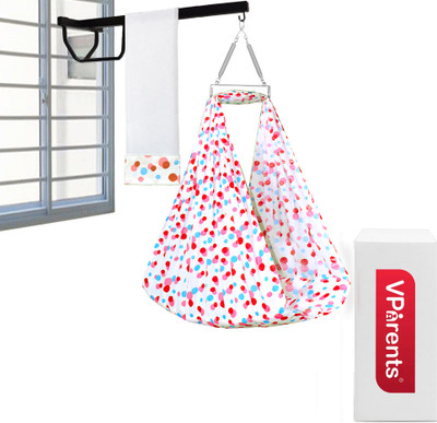 VParents Preemie Baby Swing Cradle with Mosquito Net Spring and metal window hanger(Pink)