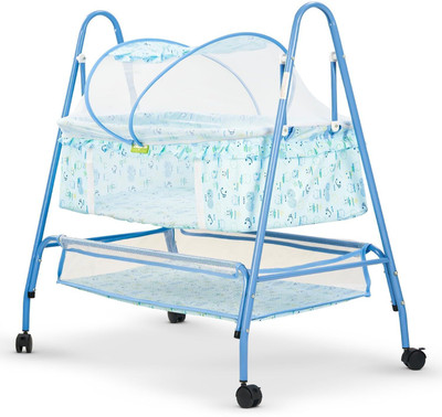 baybee Newborn Swing Cradle for Baby Jhula with Mosquito Protection Net, Baby Bedding(Blue)