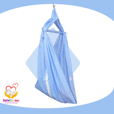 SafeChamp Polka Dots Baby Cradle Cloth with Seperator(Blue)