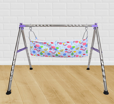 Schola Schola Foldable Portable Cradle Ghodiyu with Round Frame, Indian Style Ghodiyu(Purple)