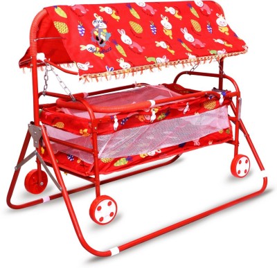 Avani MetroBuzz Foldable Cradle Bed with Swing Palna Jhula for New Born Baby Multiparous Crib(Red)