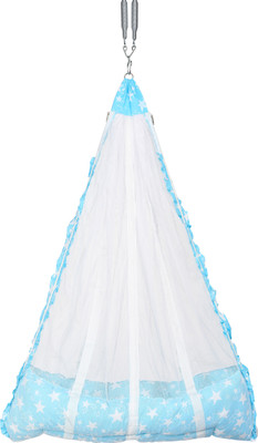 Made2Craft Baby Sleep Swing Cradle with attached Mosquito net and Spring(Blue)