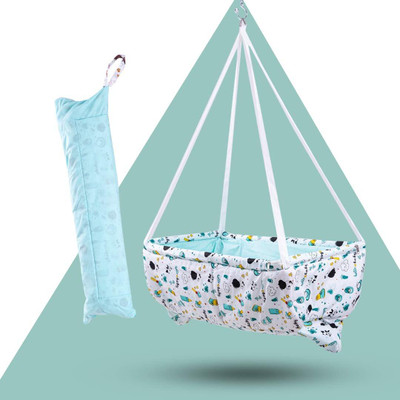 baybee Cotton Newborn Hanging Cradle for Baby Sleep Swing Cradle with Net & Spring Set(Green)