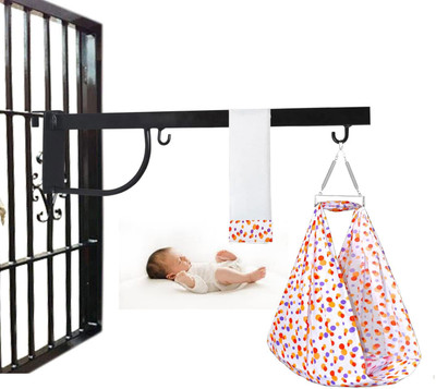 Laksh Casa O-Spring-Metal Window Cradle Hanger,Baby Swing Cradle/Ghodiyu with Mosquito Net(Black, Orange)