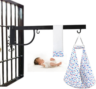Laksh Casa B-Spring-Metal Window Cradle Hanger,Baby Swing Cradle/Ghodiyu with Mosquito Net(Black, Blue)