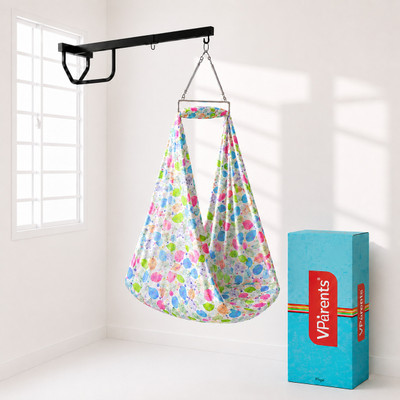 VParents Chunky Baby Swing Cradle with Spring and metal window cradle hanger(Blue)
