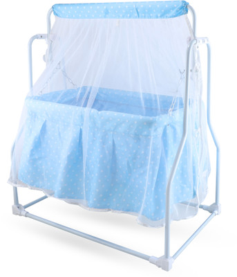 mama luv mee Premium Quality Cozy Baby Cradle with Swing | Mosquito Net | Baby Palna(Blue)