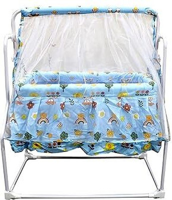 BABYZON New Born Cozy Smart Crib,Cradle with Swing, Jhula with Mosquito Net(Blue)