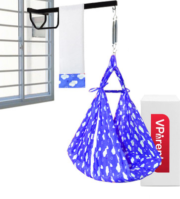 VParents Sunny baby Swing cradle with Mosquito net spring and metal Window cradle Hanger(Blue)