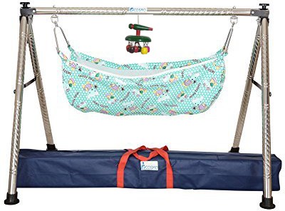 A to Z Hub Baby Cradle/ghodiyu/swing/baby jhula With Cotton Mosquito net hammock(Silver, Black)