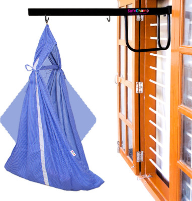 SafeChamp Small Dots Baby Cradle Cloth with Seperator And Metal Window Cradle Hanger(Multicolor)