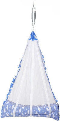 Made2Craft Baby Sleep Swing Cradle with attached Mosquito net and Spring(Blue)