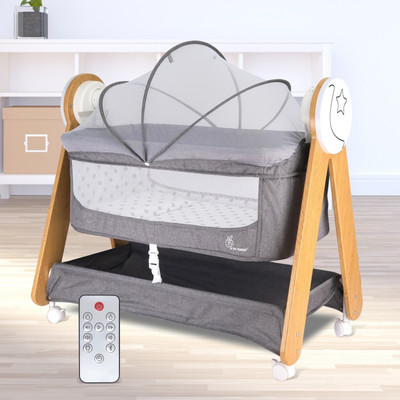 R for Rabbit Lullabies Woodsy Electric Baby Cradle & Bassinet with Lockable Wheels(Grey)
