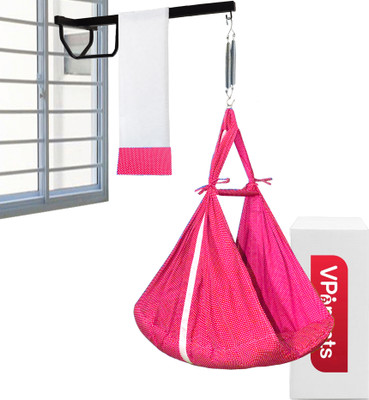 VParents Infant baby Swing cradle with Mosquito net spring and metal Window cradle Hanger(Red)