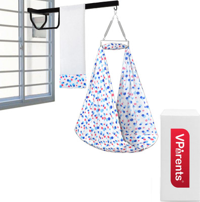 VParents Preemie Baby Swing Cradle with Mosquito Net Spring and metal window cradle hanger(Blue)