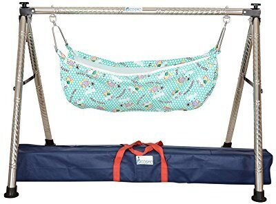 A to Z Hub Baby Cradle/ghodiyu/swing/baby jhula With Cotton Mosquito net hammock(Silver, Black)