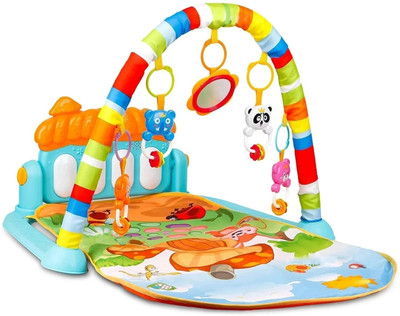 himanshu tex 5 in 1 Baby Gym Mat Piano Gym Mat Rack Infant Music Fitness Rack Rattle Toy(Multicolor)