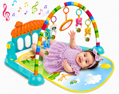 Learn With Fun Baby Play Mat Gym with Piano Fitness Rack Newborn Toys 0-18M(Multicolor)