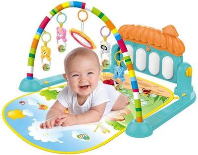 Purvaa Collection Musical Keyboard Mat Piano Gym Mat Gym & Fitness Rack with Hanging Rattles(Multicolor)