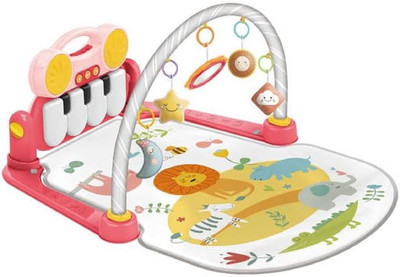 Braintastic Baby Play Mat with Piano – Bluetooth Musical Kick Keyboard Gym with Hanging Toys(Red)