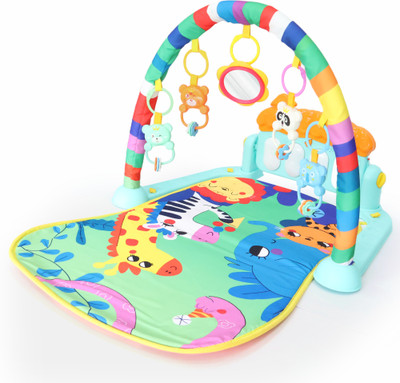 333MART Baby Piano Play Mat Musical Activity Center 5 Sensory Rattles for 0 to 12 Months(Multicolor)