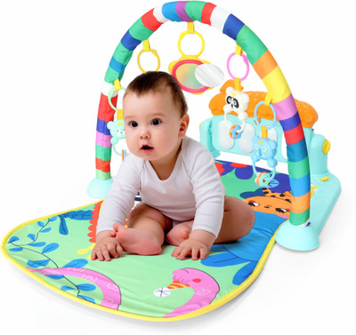 CHANAK Baby Piano Play Mat Musical Activity Center 5 Sensory Rattles for 0 to 12 Months(Multicolor)