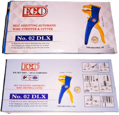 BALRAMA Ego No. 2 Dlx Self Adjusting Wire Strippers Cutter Nipper Pliers Crimping Tool Self-Adjusting Strip & Cut Insulation on Cables Without Stripping the Inner Wire Wire Connector(Yellow, Blue, Pack of 1)