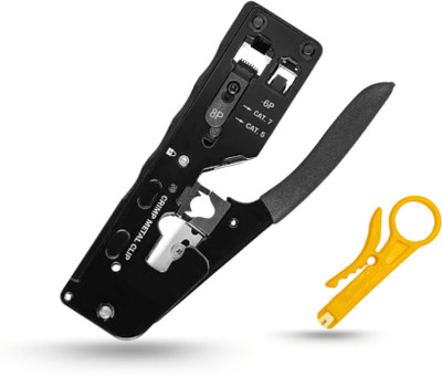 Octec RJ45 RJ11 RJ12 Ethernet Crimping Tool Cat5, Cat6, Cat7 Network Cable Crimper Shielded / Unshielded Connectors, Standard, Compact One-Hand Design Manual Crimper