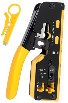 coolcold Alloy RJ45 Crimp Tool Multifunctional Cat5/Cat7 Cable Crimper 6P/8P ProCrimp Pass-Through RJ45 Tool Cat5/Cat7 Ethernet Crimper, Multi-Color Manual Crimper
