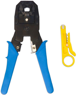 meshiv mantra 3 in 1 Modular Crimping Tool RJ11 UTP Cat5E/Cat6 LAN Cutter RJ45 RJ12 4P4C 4P2C, Crimping Tool RJ45 | Tool Kit | Wire Stripper And Cutter Manual Crimper