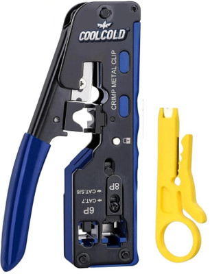 coolcold RJ45 Crimping Tool, Tools, Pass Through Cat5/Cat7 Multifunctional Crimp Tool Multifunctional RJ45 Crimper Tool for RJ11 RJ12 RJ45 STP/UTP Cables Manual Crimper