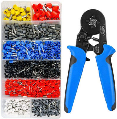 Everglow Self-Adjusting Square Wire Crimper Plier ,Sleeves Ferrule Ratchet Wire Crimping Tool-Ferrule Crimper Kit Manual Crimper
