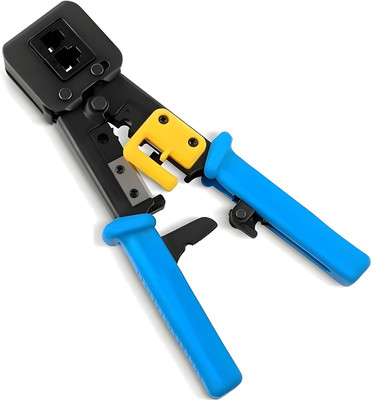 XIKKART Professional RJ45 Crimp Pass-Through Cat5 Cat5e Cat6 Heavy Duty Crimping Tool with Cable Wire stripper, Network Cutting Stripping Crimper, Wire Cutter Manual Crimper