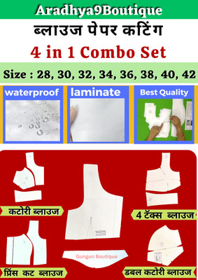 AradhyaBoutique 4 Count 4 In 1 Blouse Paper Cutting Patterns Combo All Size 28 To 42 Cross Stitch Matte Cloth