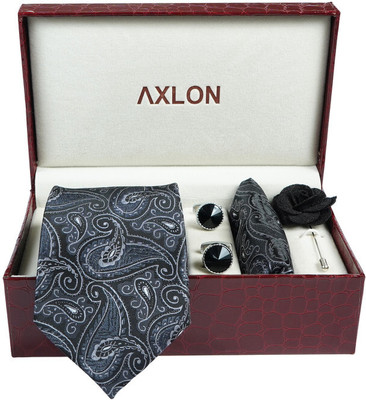 AXLON Silk Cufflink & Tie Pin Set(Grey)