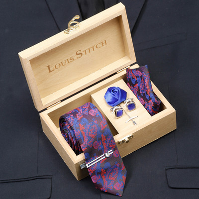 LOUIS STITCH Silk Cufflink & Tie Pin Set(Red, Red, Red)
