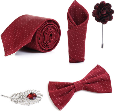 RANDOM STRIPE Alloy Cufflink & Tie Pin Set(Maroon)