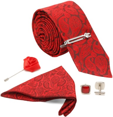 LOUIS STITCH Silk Tie Pin Set(Red)