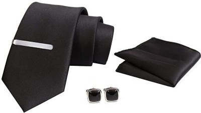 AXLON Silk Cufflink & Tie Pin Set(Black)