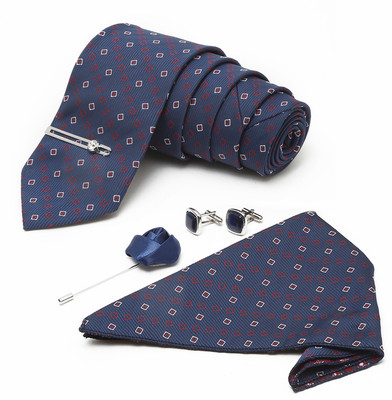 MUTAQINOTI Silk Tie & Cufflink(Blue)
