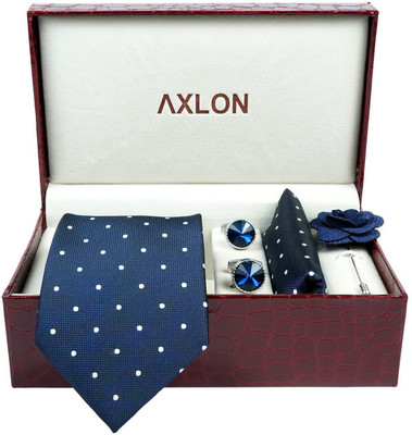 AXLON Silk Cufflink & Tie Pin Set(Blue)